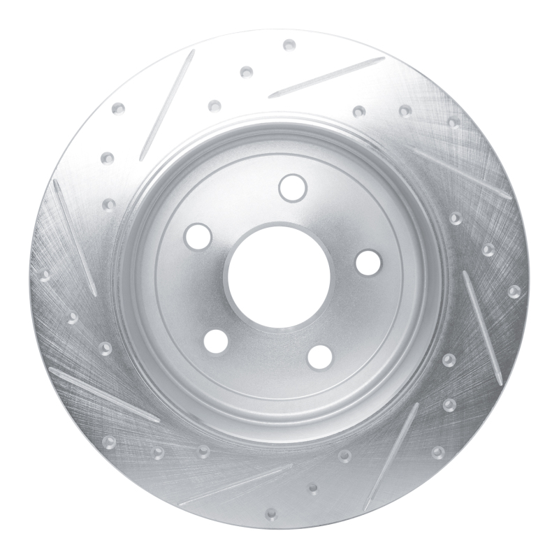 Dodge Durango Brake Rotor (1) - Rear Right - R1 Concepts - Drilled & Slotted - Silver - `11-`22